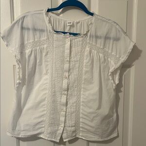 GAP Ivory Lace-Trimmed Blouse